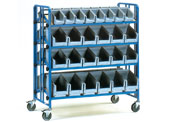 voziček za plastične zaboje z nastavljivimi policami